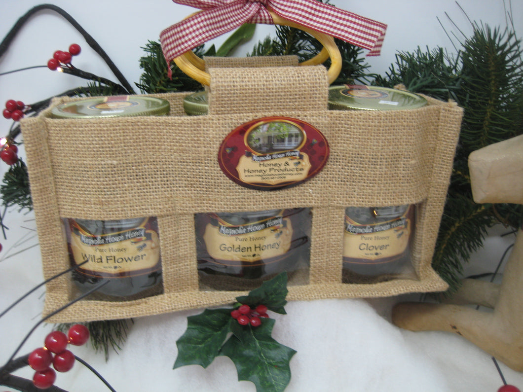 THREE HONEY JUTE BAG
